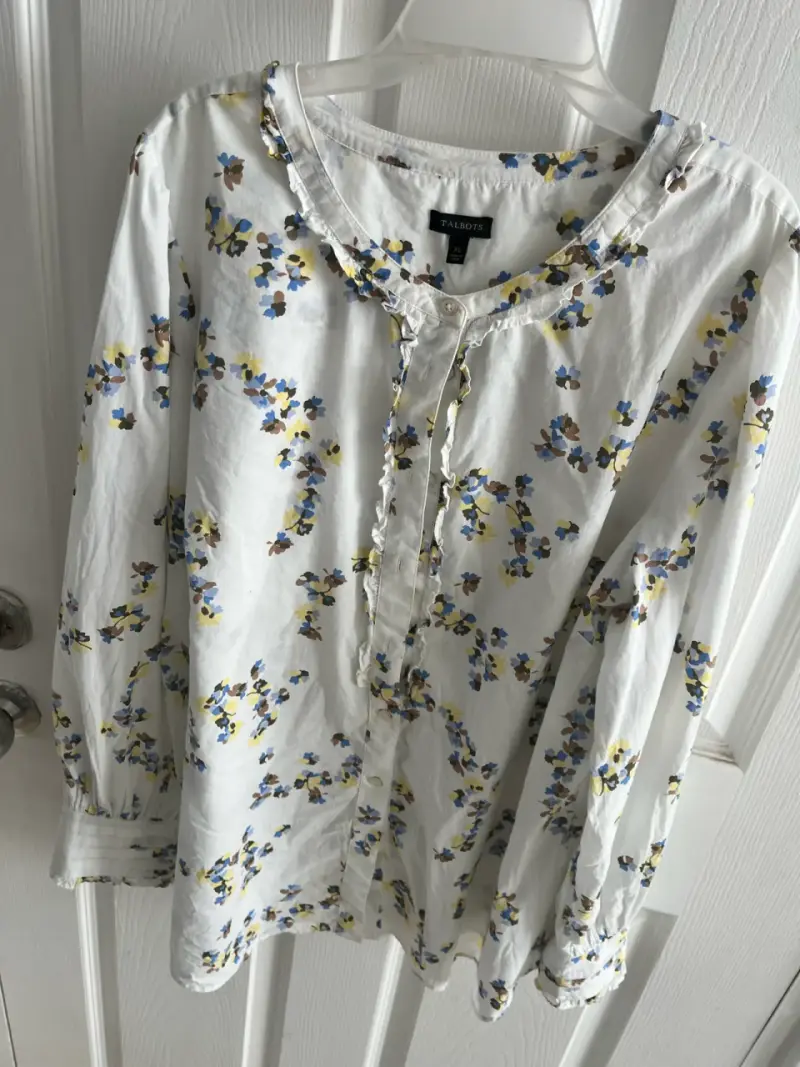 Blusa floral blanca Talbots XL - 1