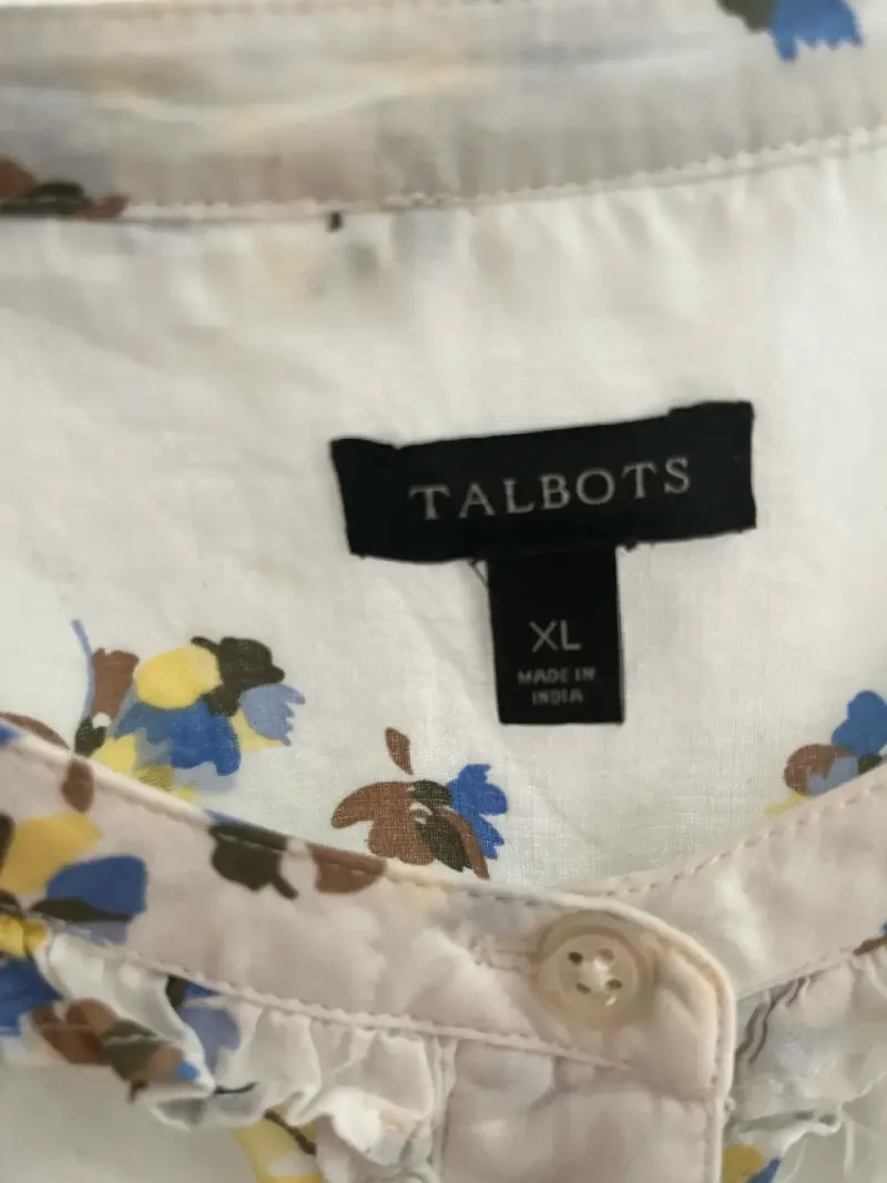 Blusa floral blanca Talbots XL - 2