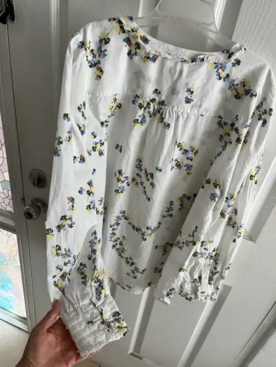 Blusa floral blanca Talbots XL - miniatura 3