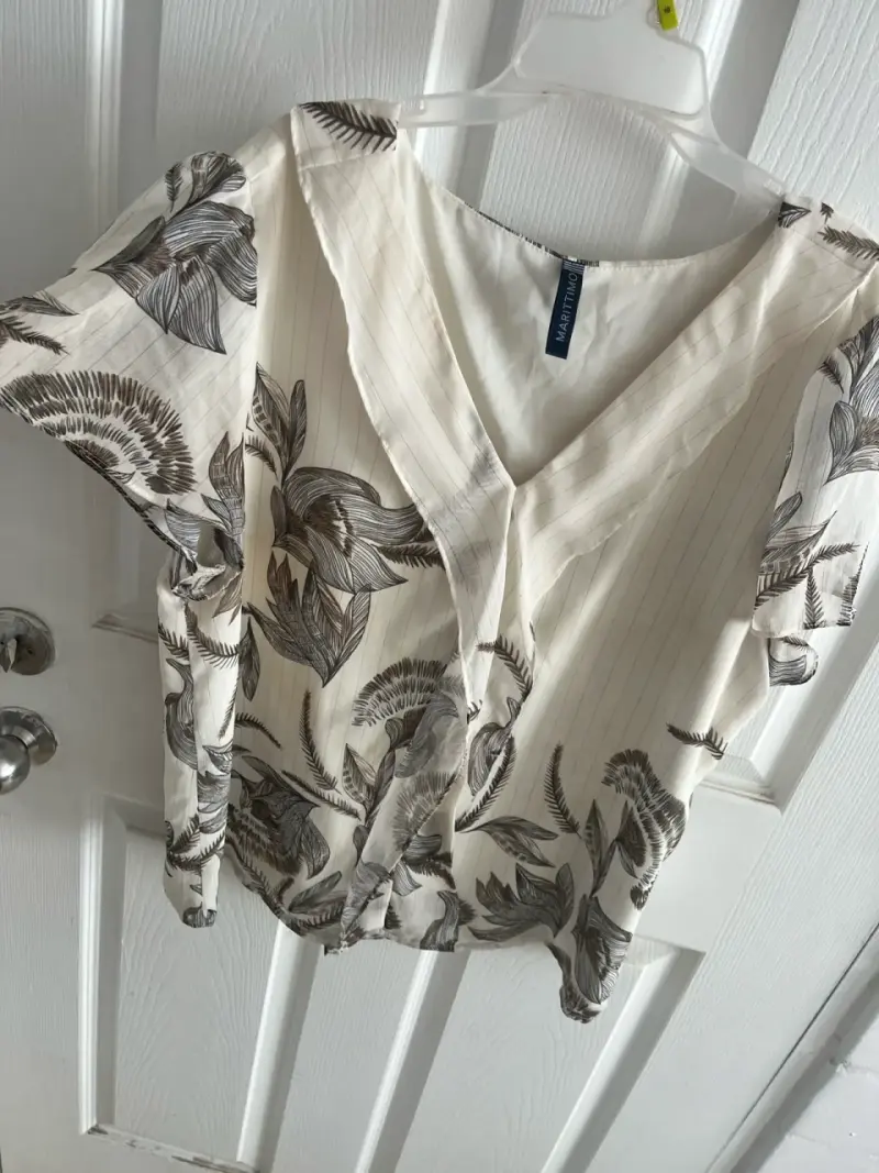 Blusa floral blanca Talbots XL - 5