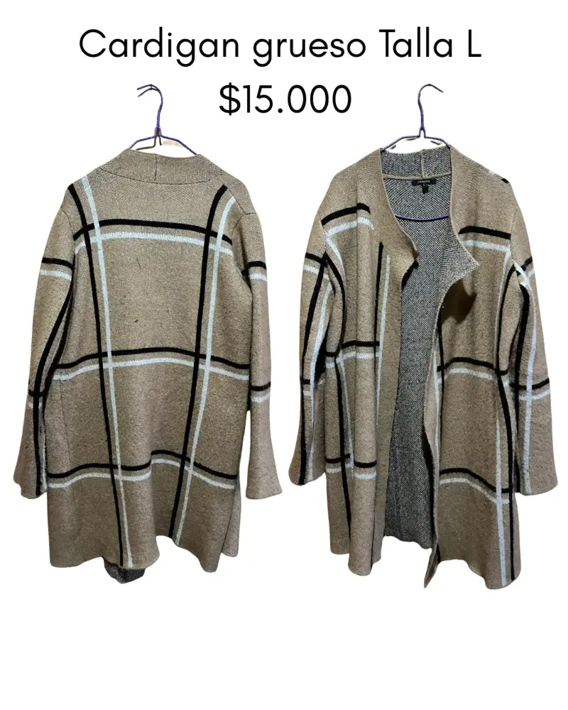 Cardigan grueso a cuadros talla L