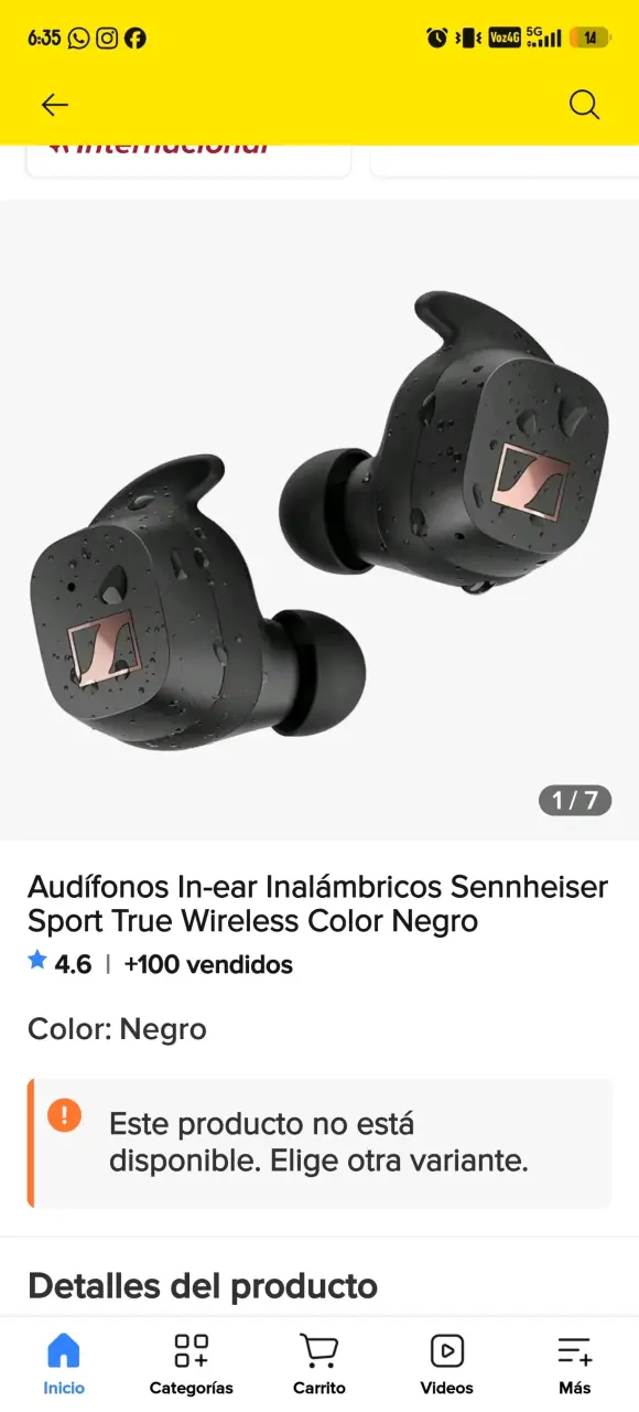 Audífonos In-ear Inalámbricos Sennheiser Sport Negros - 2