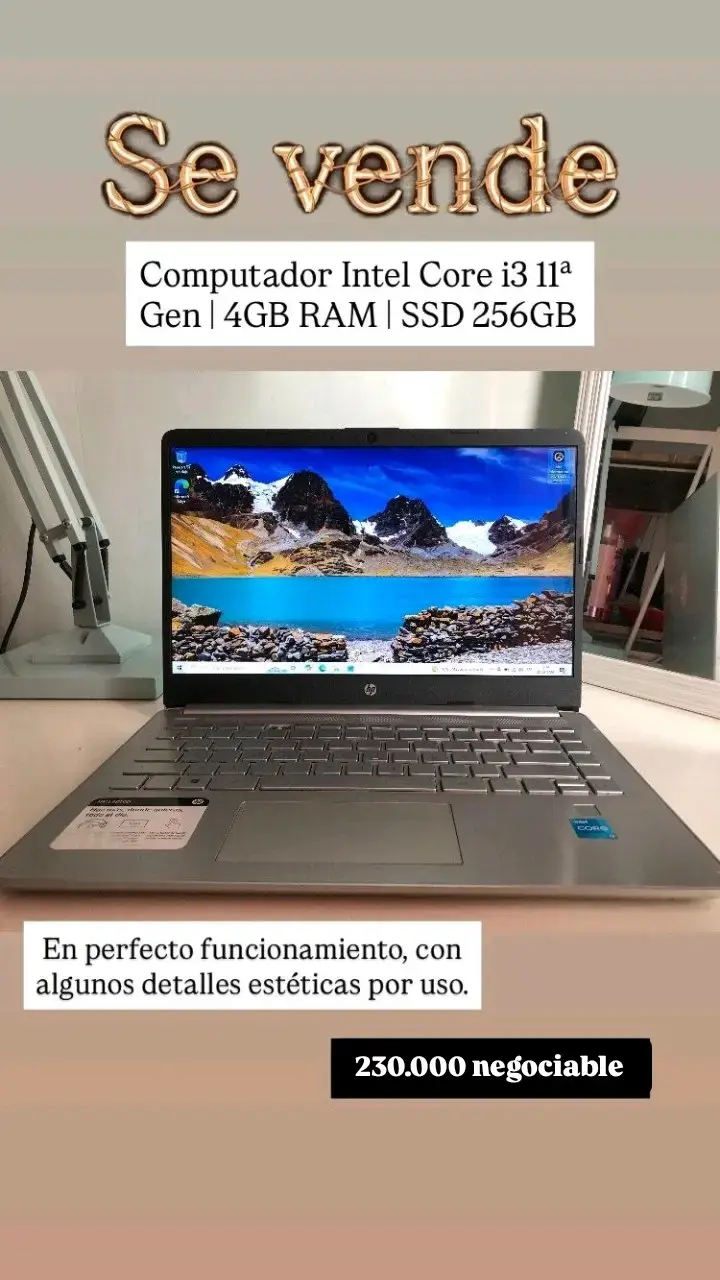 Notebook HP Intel Core i3 11ª Gen 4GB RAM SSD256GB - 1