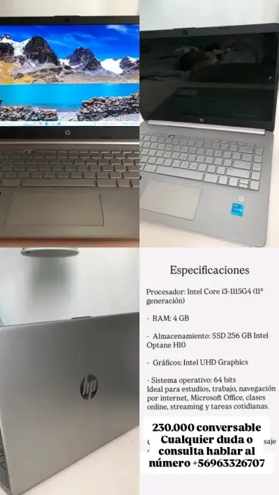 Notebook HP Intel Core i3 11ª Gen 4GB RAM SSD256GB - miniatura 2