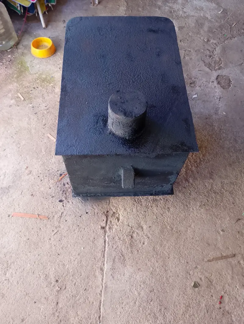 Estufa a leña de acero negra para calefacción - 4