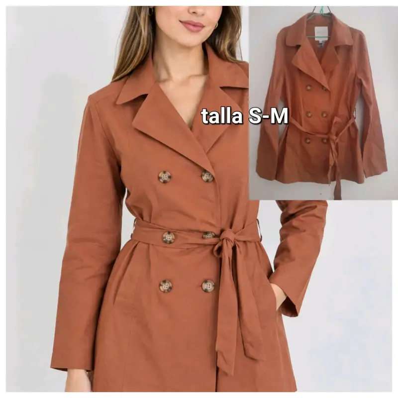 Abrigo trench marrón talla S-M para mujer - 1