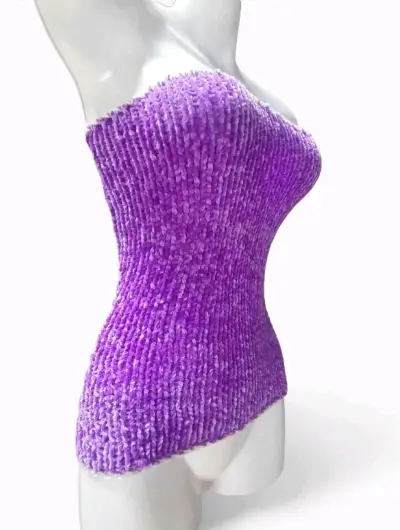 Top strapless morado tejido para mujer - miniatura 1