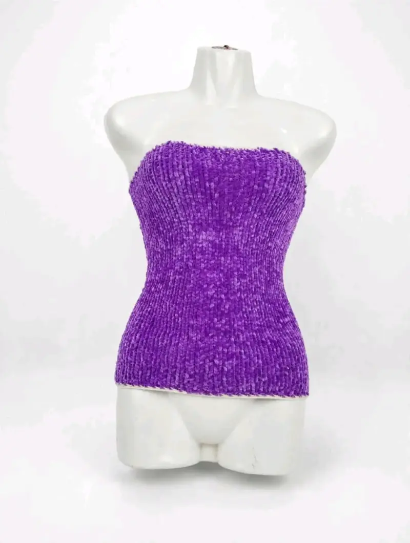 Top strapless morado tejido para mujer - 3