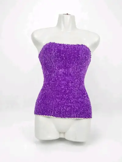Top strapless morado tejido para mujer - miniatura 3