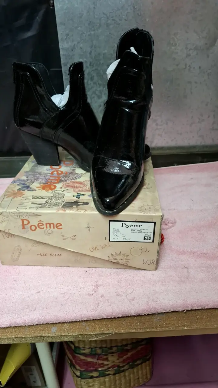 Botines de cuero negro Poême con tacón - 2