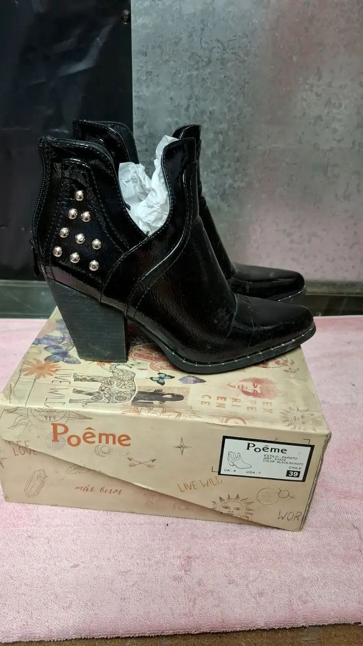 Botines de cuero negro Poême con tacón - 4