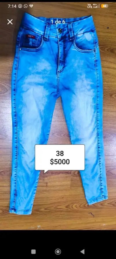 Jeans azul claro talla 38 para mujer - miniatura 1