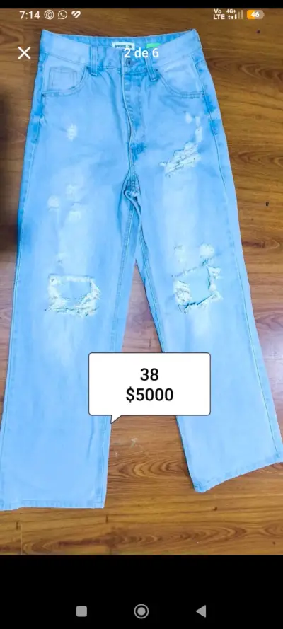 Jeans azul claro talla 38 para mujer - miniatura 2