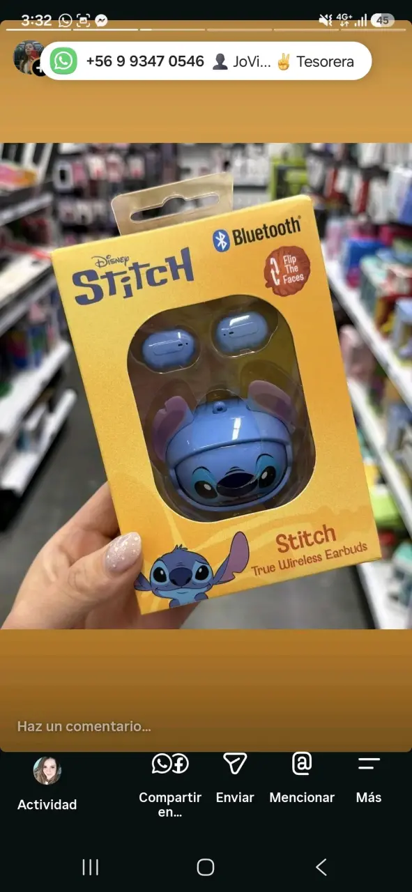 Audífonos Bluetooth Stitch Disney inalámbricos