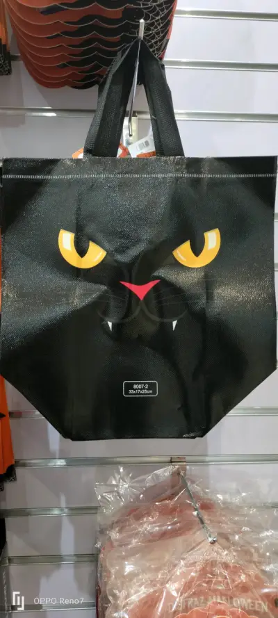 Bolsas reutilizables de Halloween con diseño de gato, calabaza y momia - miniatura 1