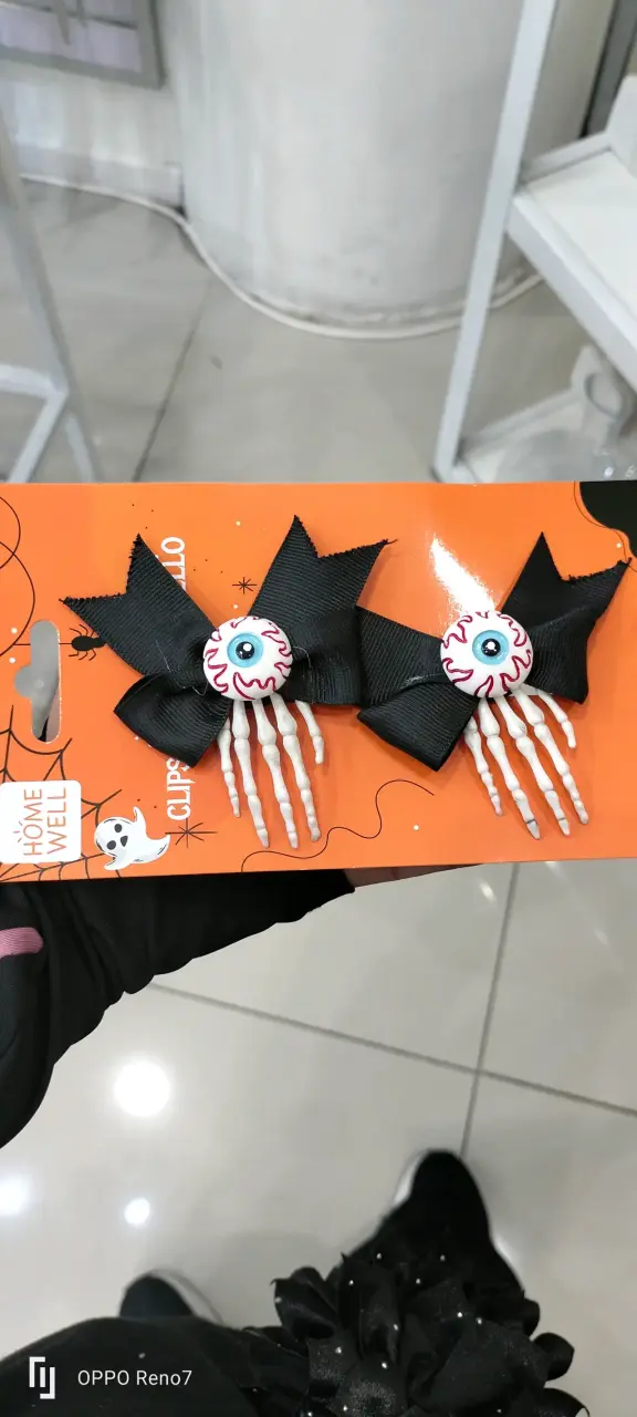 Clips de Halloween con lazo negro y ojo