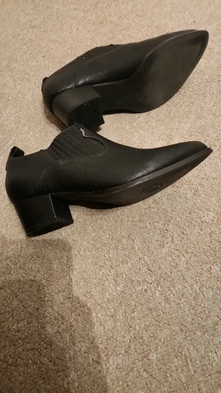 Botines de cuero negro para mujer - 3