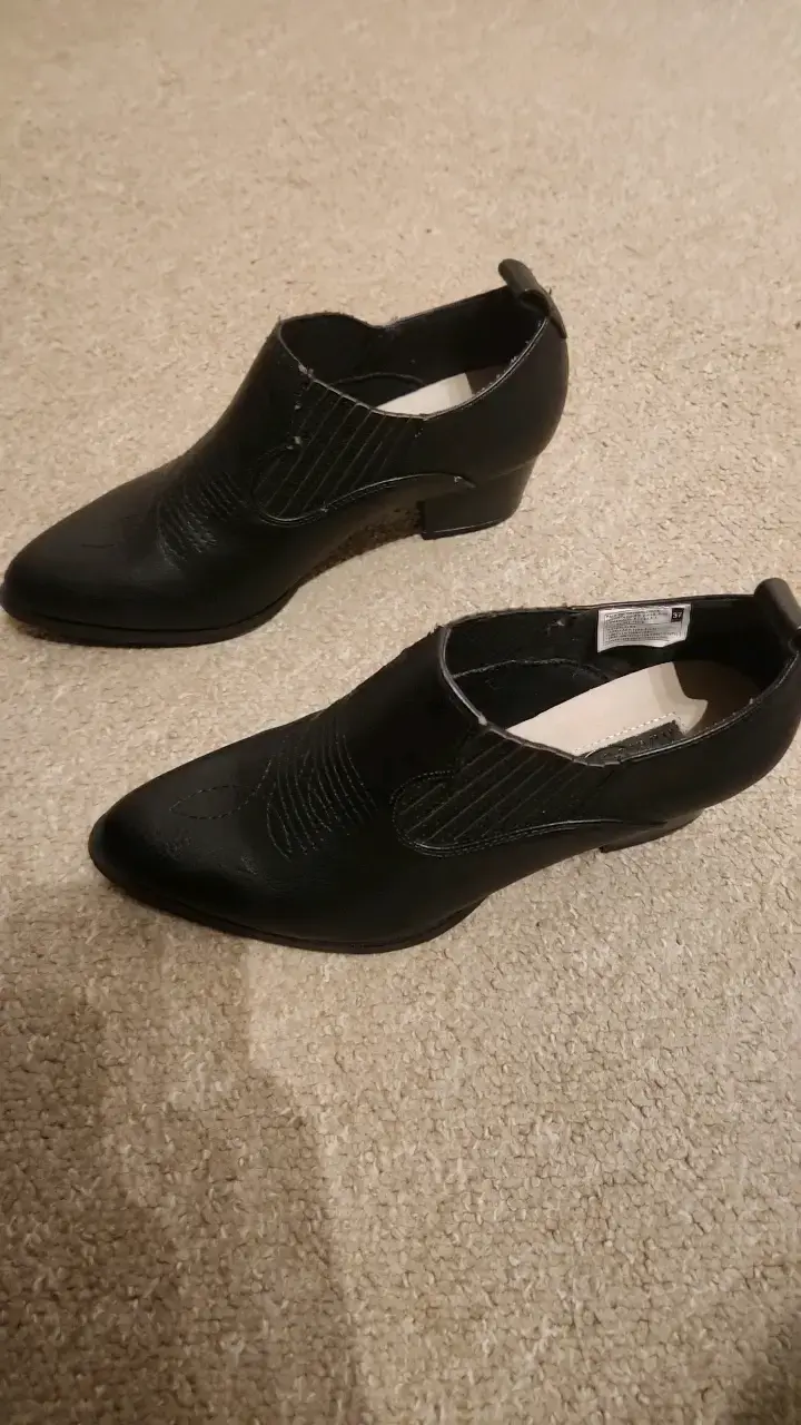 Botines de cuero negro para mujer - 4