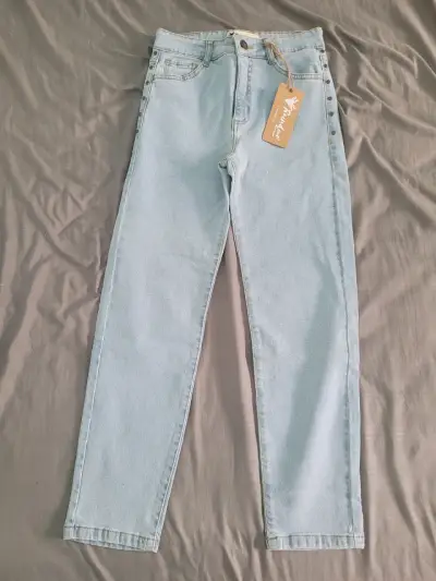 Jeans Raindoor celestes de mezclilla para mujer - miniatura 1