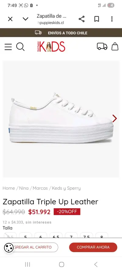 Zapatillas blancas Keds Triple Up Leather para niña - miniatura 1