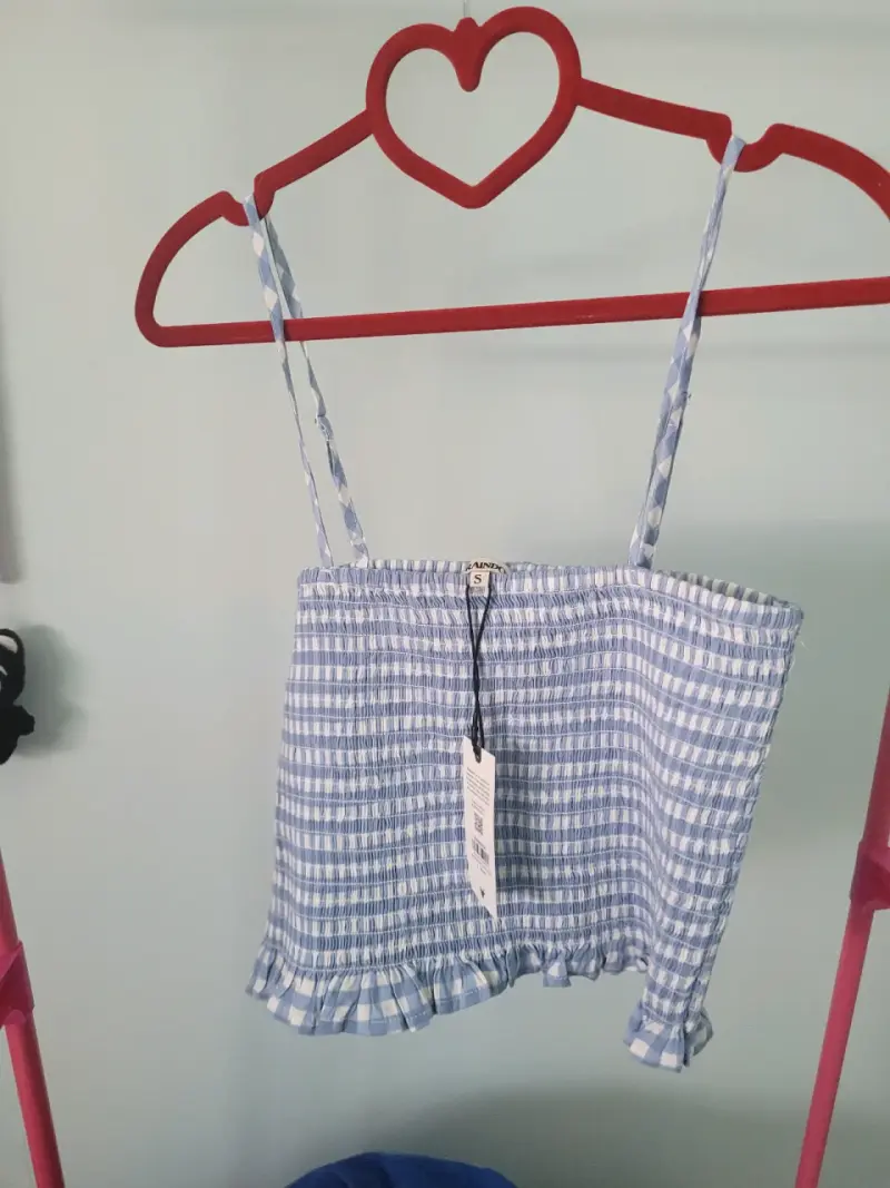 Top de tirantes azul a cuadros raindoor
