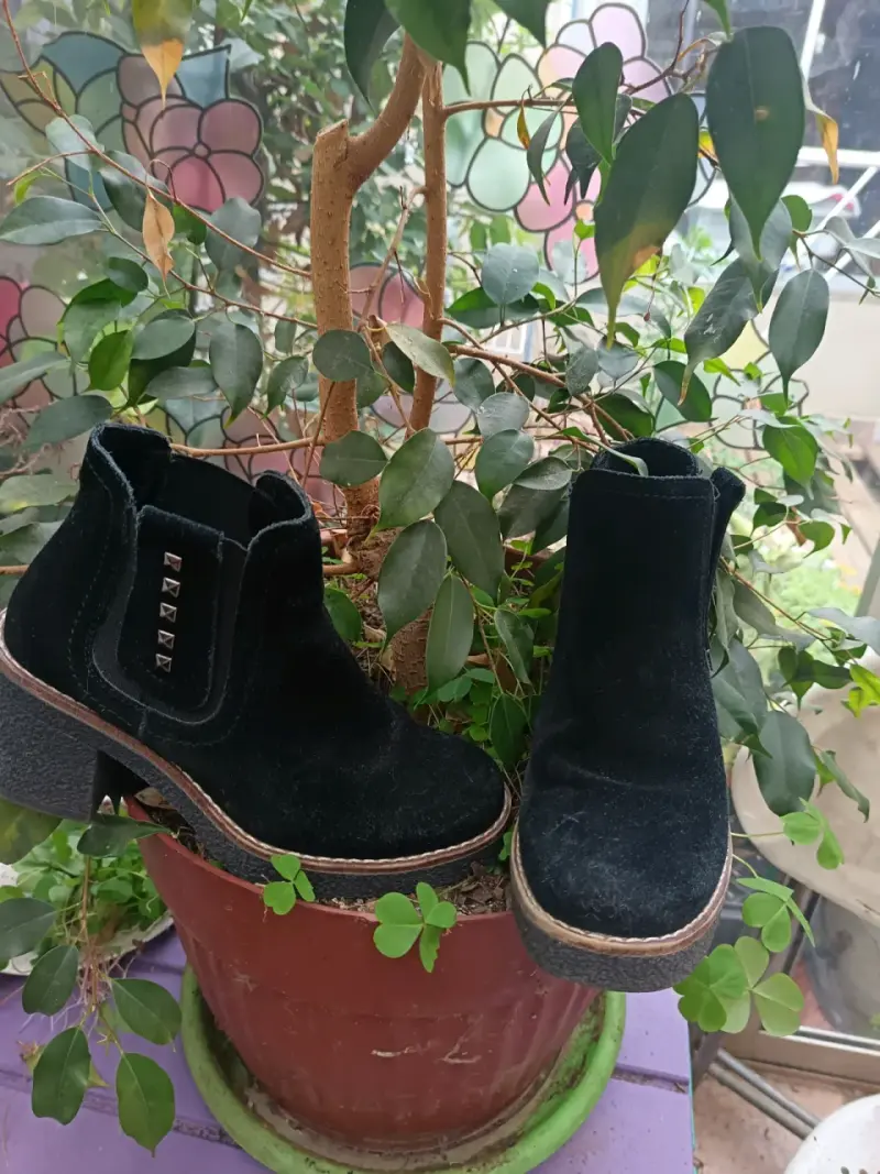 Botines negros de gamuza con tacón