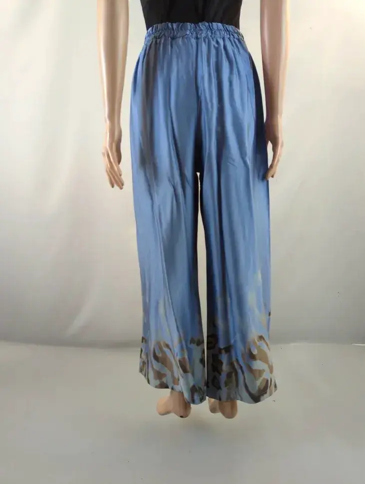 Pantalones anchos de viscosa azul con estampado - 3