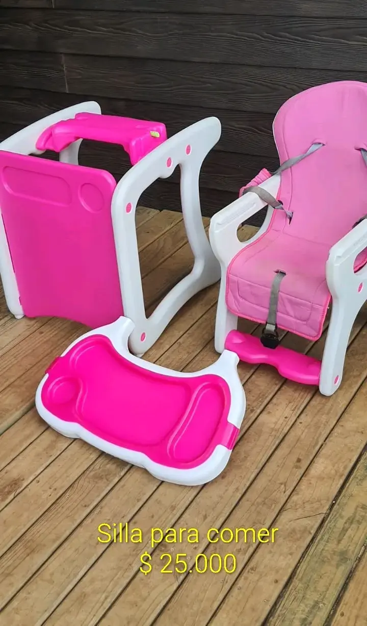 Silla de comer para bebé rosa multifuncional - 1