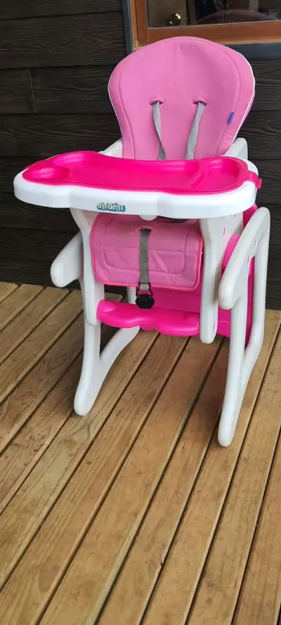 Silla de comer para bebé rosa multifuncional - miniatura 2