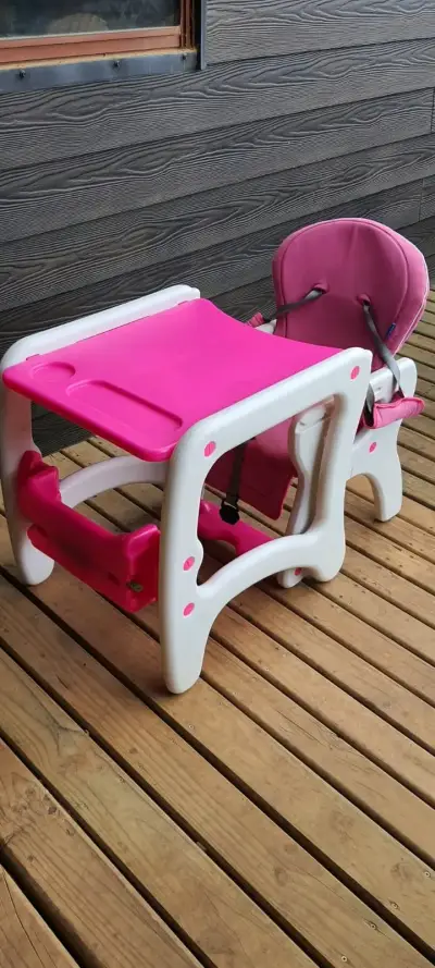 Silla de comer para bebé rosa multifuncional - miniatura 3