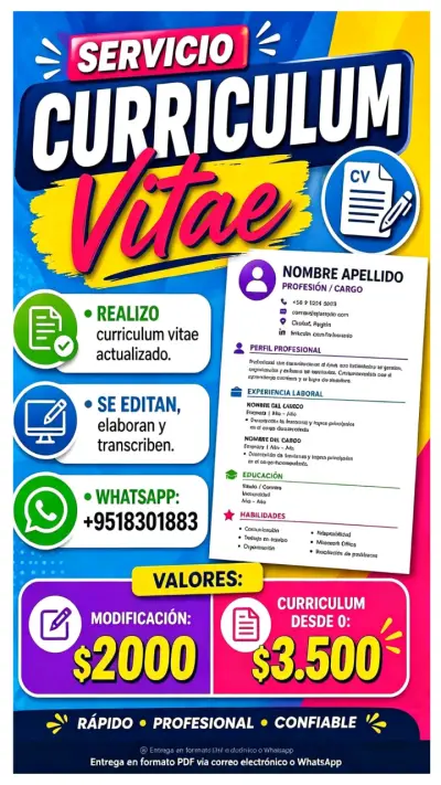 Servicio de Creación y Edición de Curriculum Vitae - miniatura 1