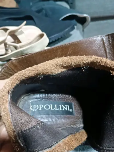 Botas de cuero marrón Pollini con tacón - miniatura 3