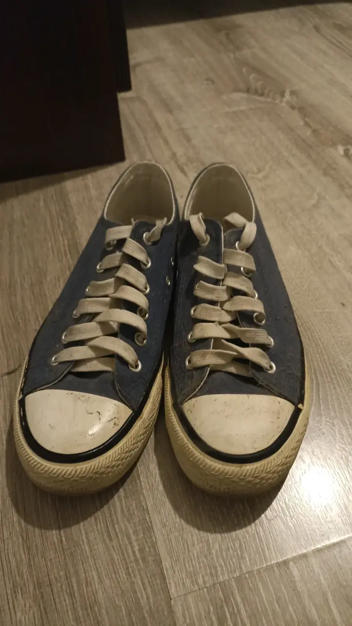 Zapatillas de lona azul con cordones - 1