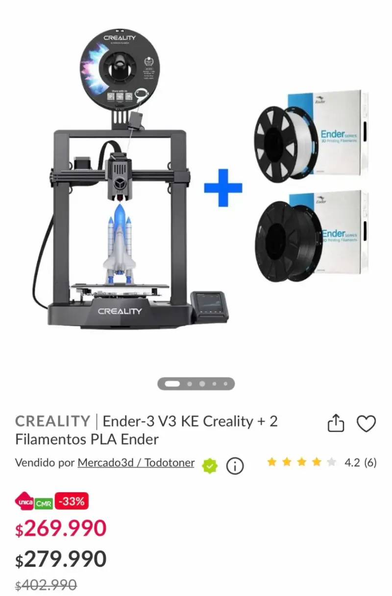 Impresora 3D Creality Ender-3 V3 KE con Filamentos - 3