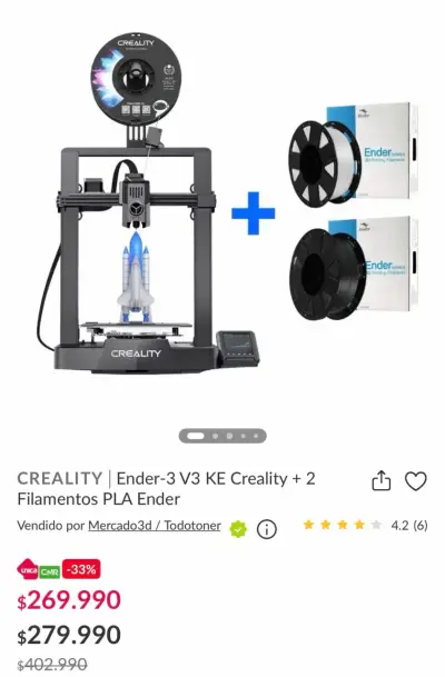Impresora 3D Creality Ender-3 V3 KE con Filamentos - miniatura 3