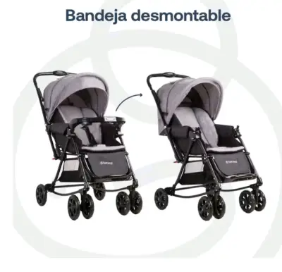 Coche de bebé con manillar abatible y ruedas 360° - miniatura 3