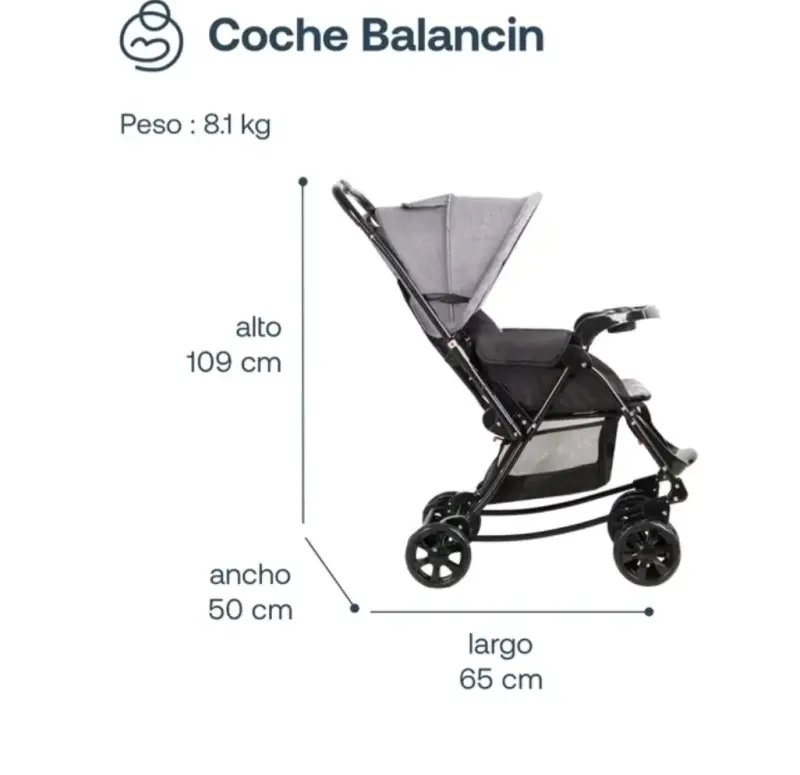 Coche de bebé con manillar abatible y ruedas 360° - 4