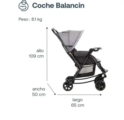 Coche de bebé con manillar abatible y ruedas 360° - miniatura 4