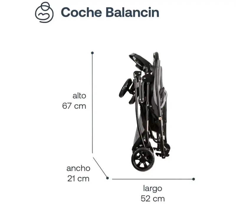 Coche de bebé con manillar abatible y ruedas 360° - 5