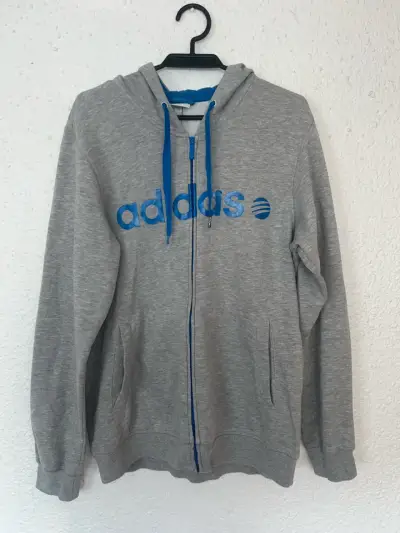 Polerón gris con capucha Adidas para hombre - miniatura 1