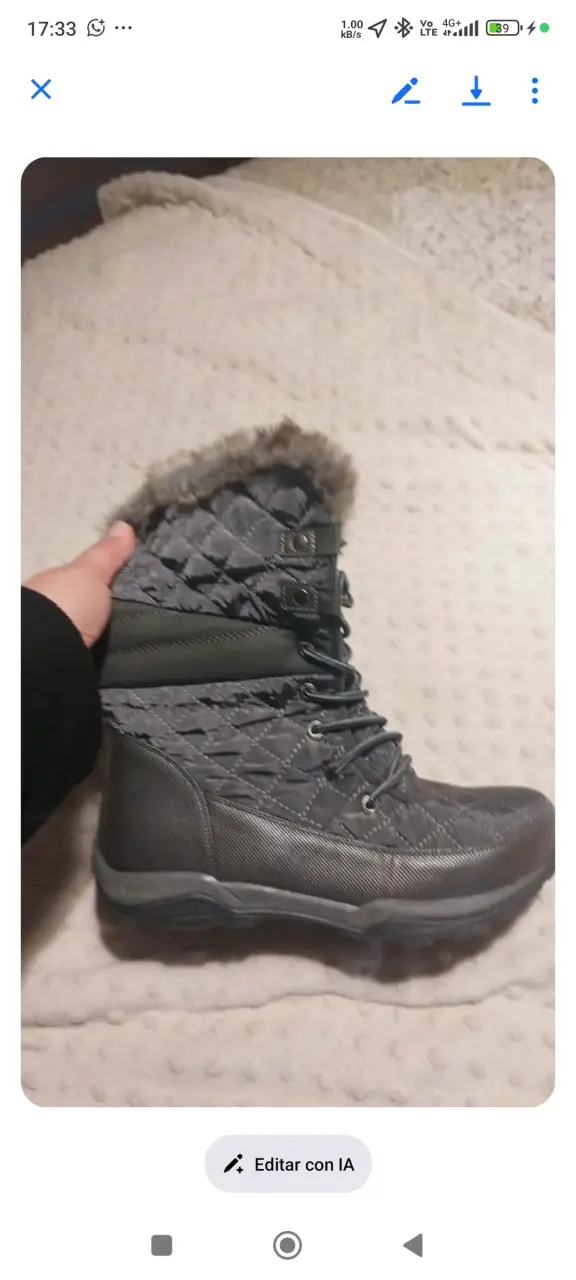 Botas de invierno gris con forro de piel sintética - 2