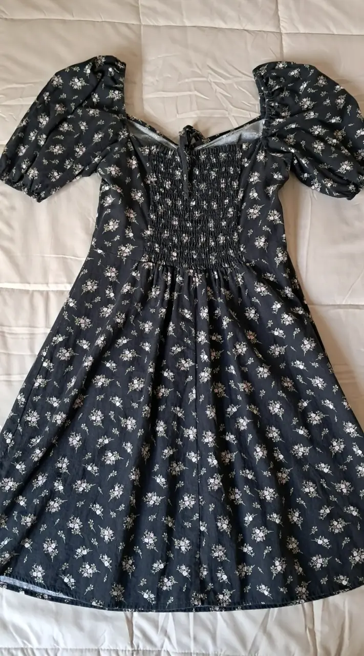 Vestido floral negro de lino H&M - 2