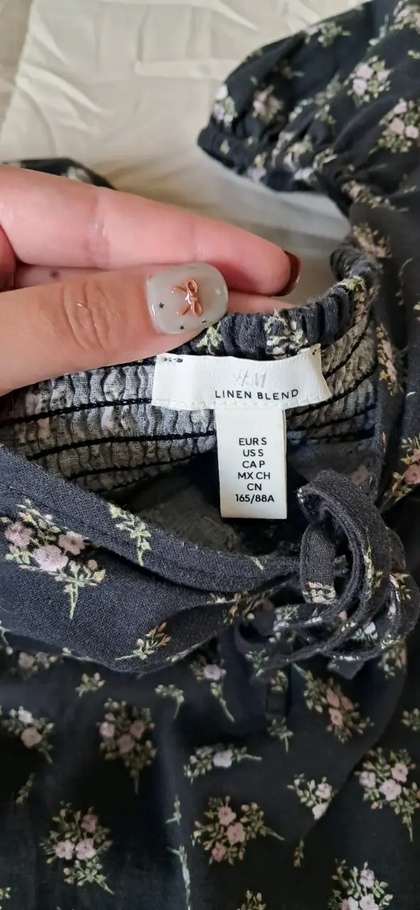 Vestido floral negro de lino H&M - 3