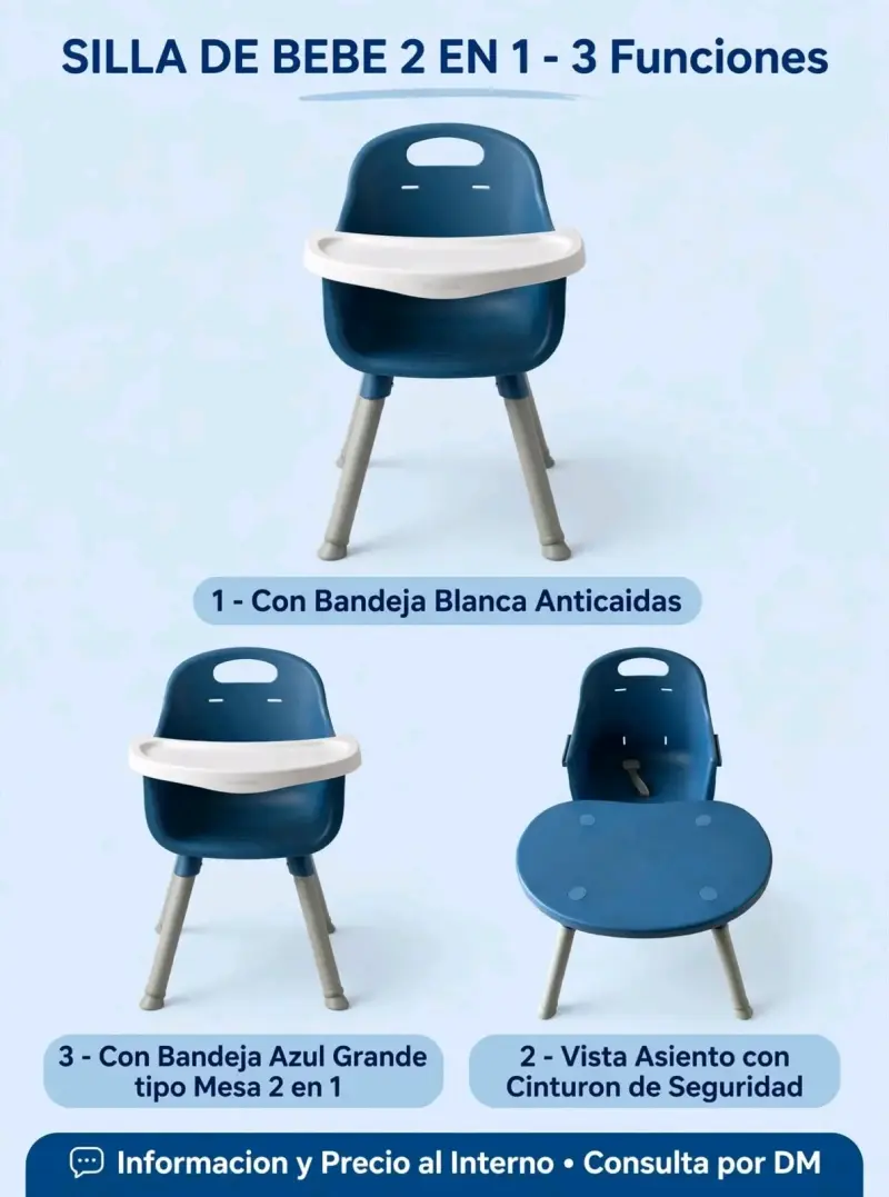 Silla de bebé 2 en 1 con bandeja y cinturón
