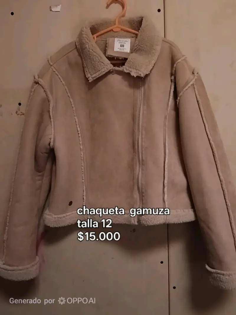 Chaqueta de Gamuza Beige Talla 12 - 1