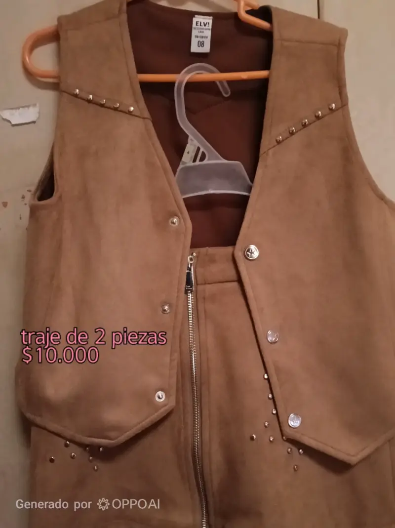 Chaqueta de Gamuza Beige Talla 12 - 3