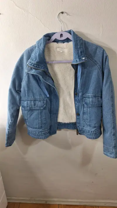 Chaqueta de mezclilla azul con forro de lana - miniatura 1