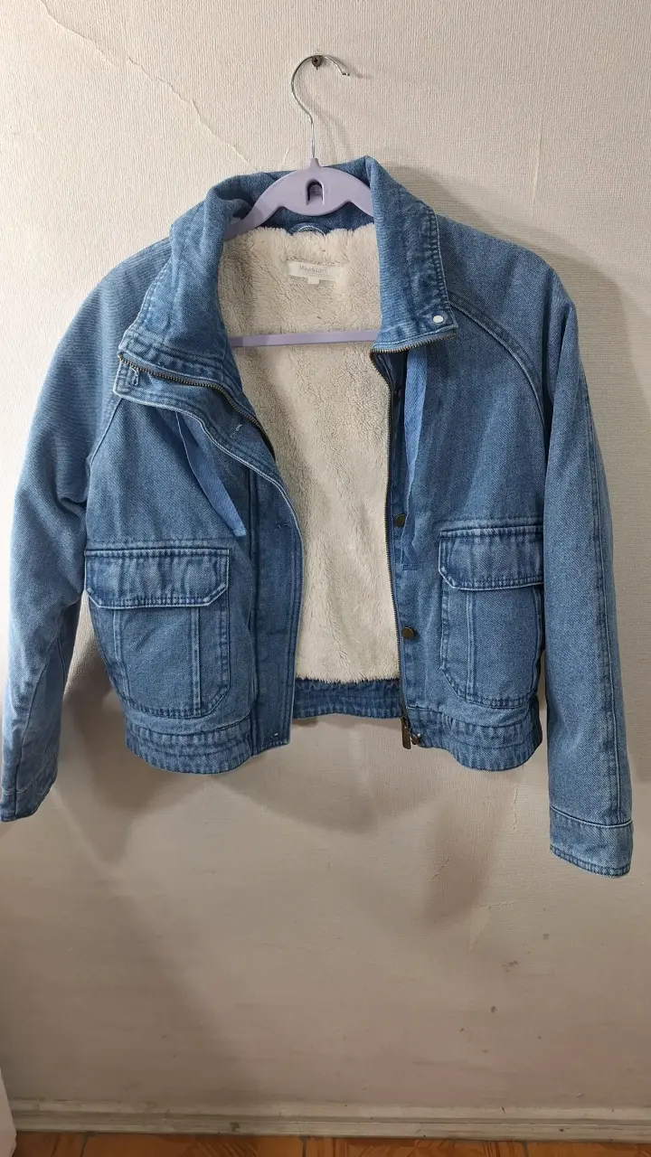 Chaqueta de mezclilla azul con forro de lana - 3