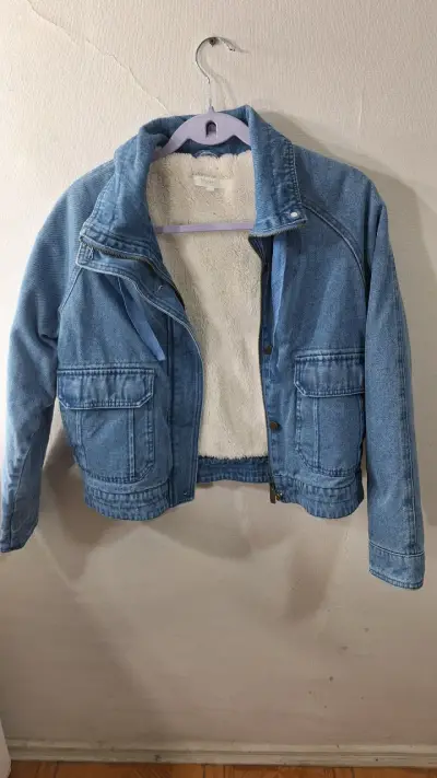 Chaqueta de mezclilla azul con forro de lana - miniatura 3