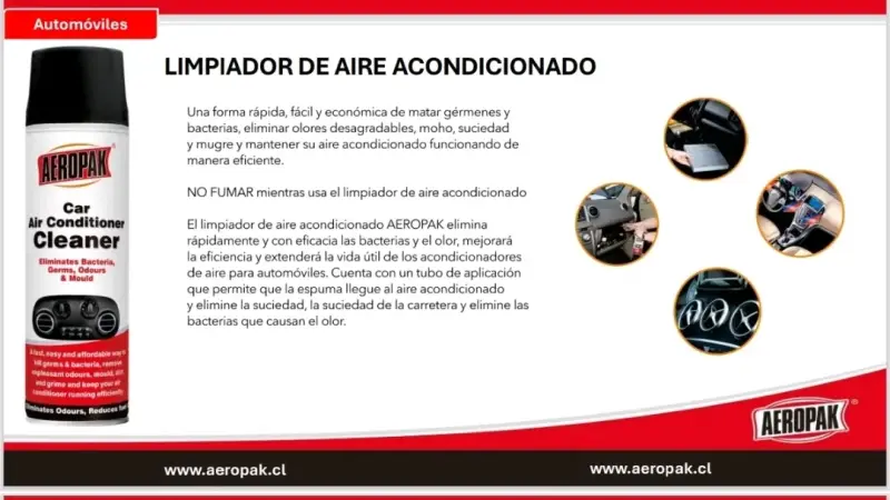 Limpiador de Aire Acondicionado Aeropak para Autos